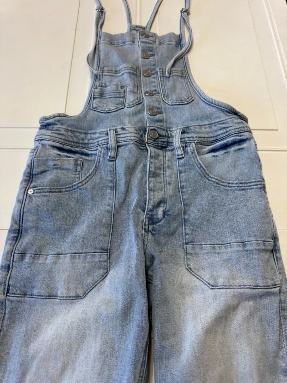 Kancan Women’s Sz S Light Wash Blue Denim Overalls Jumpsuit - Picture 2 of 6